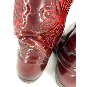 Vintage Texas Boot Co Oxblood Dark Red Luxury Leather Men's Cowboy Boots Sz 8 Made in the USA image 9