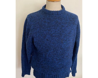 Vintage Woolrich Thick Luxurious Blue Wool Blend Chunky Knit Crew Neck Sweater Mens Sz XL