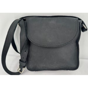 Vintage 70s/80s Simpson's Black Leather Shoulder Bag Handbag Purse