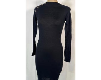 Vintage Lauren Ralph Lauren Black Wool Dress - 90s Midi, Medium - Etsy
