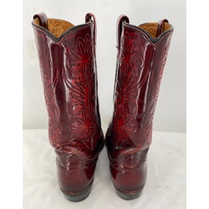 Vintage Texas Boot Co Oxblood Dark Red Luxury Leather Men's Cowboy Boots Sz 8 Made in the USA image 3