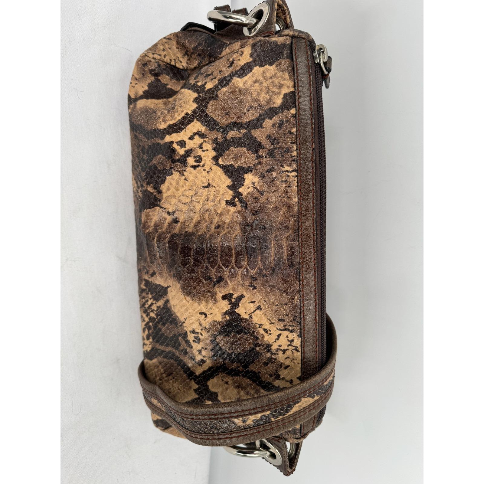Vintage 90s Y2K Python Snakeskin Embossed Print Leather Shoulder 