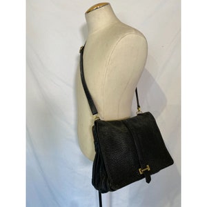 vintage Fossil 1954 luxueux sac bandoulière en cuir grainé noir sac à main image 6