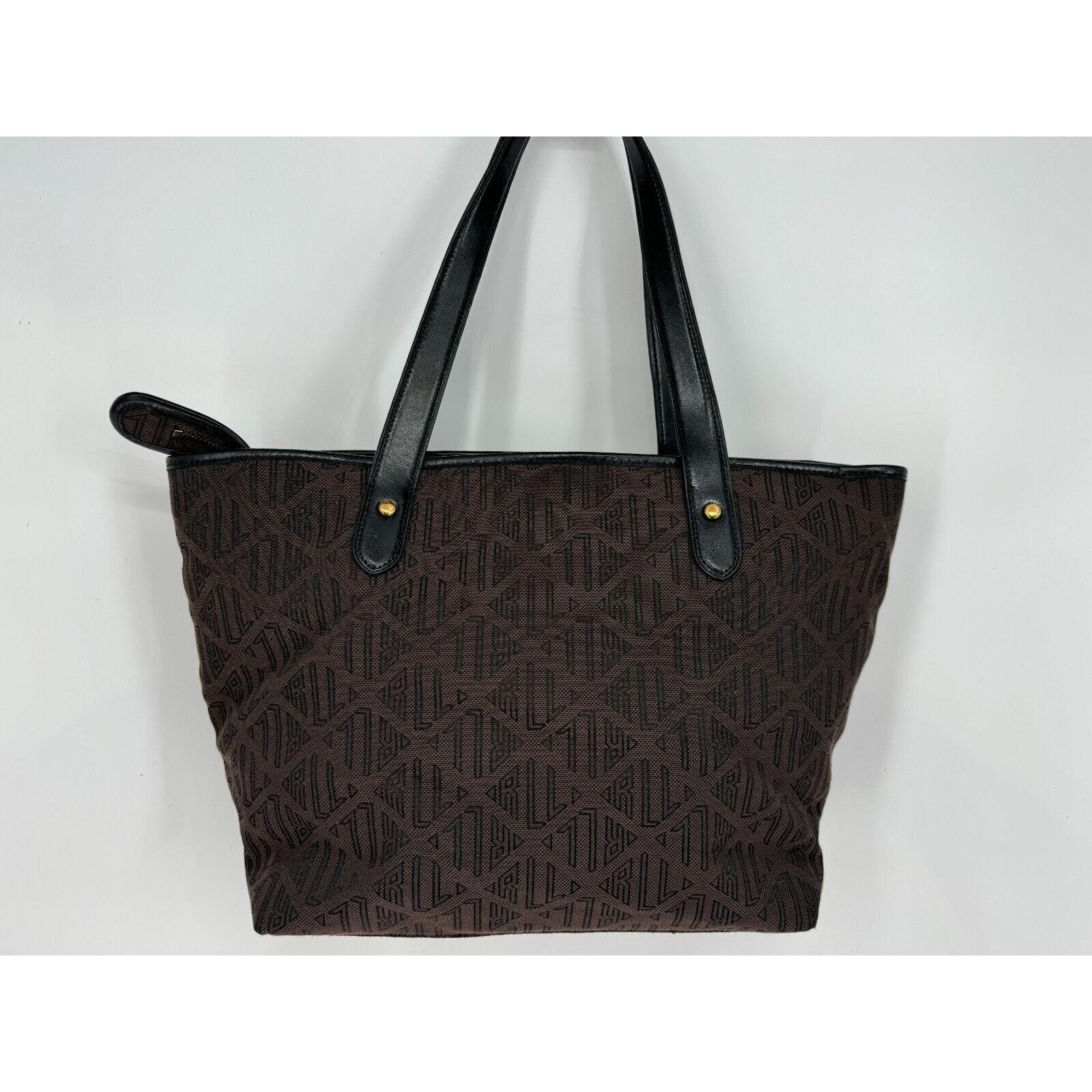 Vintage LAUREN RL 1967 Black Label Brown Coated Canvas and Leather Large Monogrammed Tote Handbag Purse Bag Etsy UK