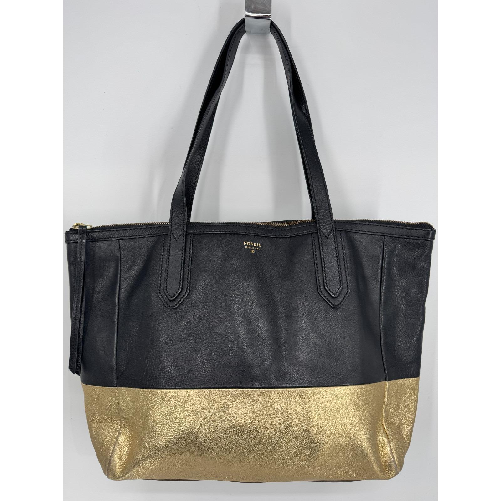Vintage Fossil Sydney Issue 1954 Black Gold Metallic Leather  display picture 2