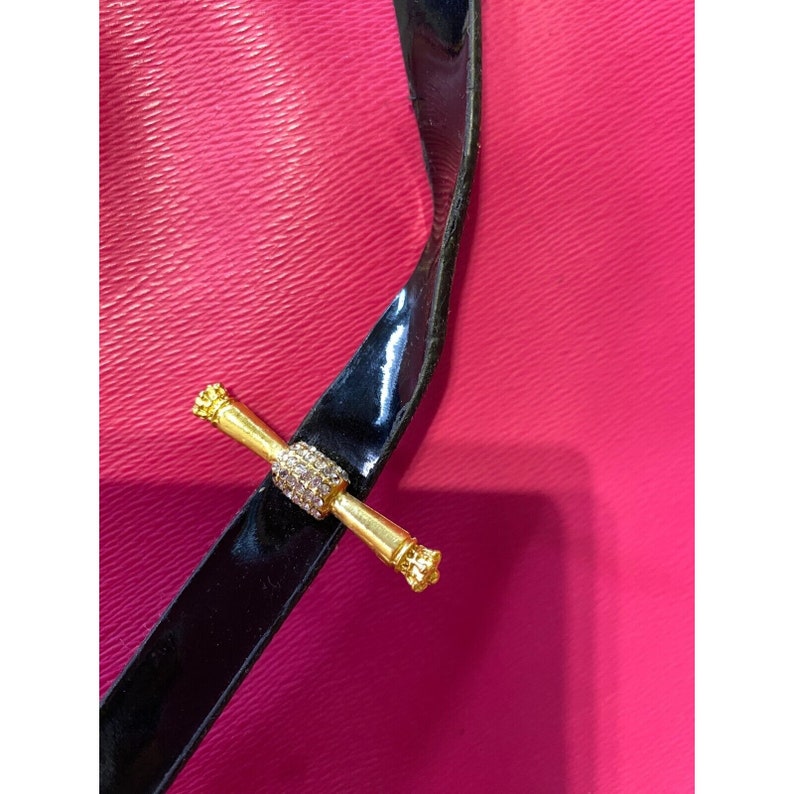 vintage Juicy Couture grand fourre-tout en similicuir verni rose vif et noir, grande chaîne avec anses, sac à main image 8