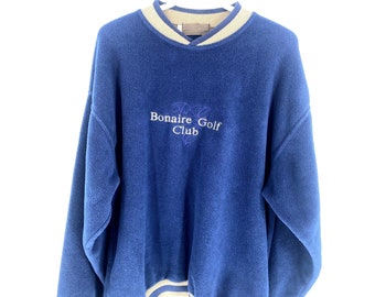 Bonair Golf Club vintage bleu marine polaire Sherpa pull veste pour hommes Sz L