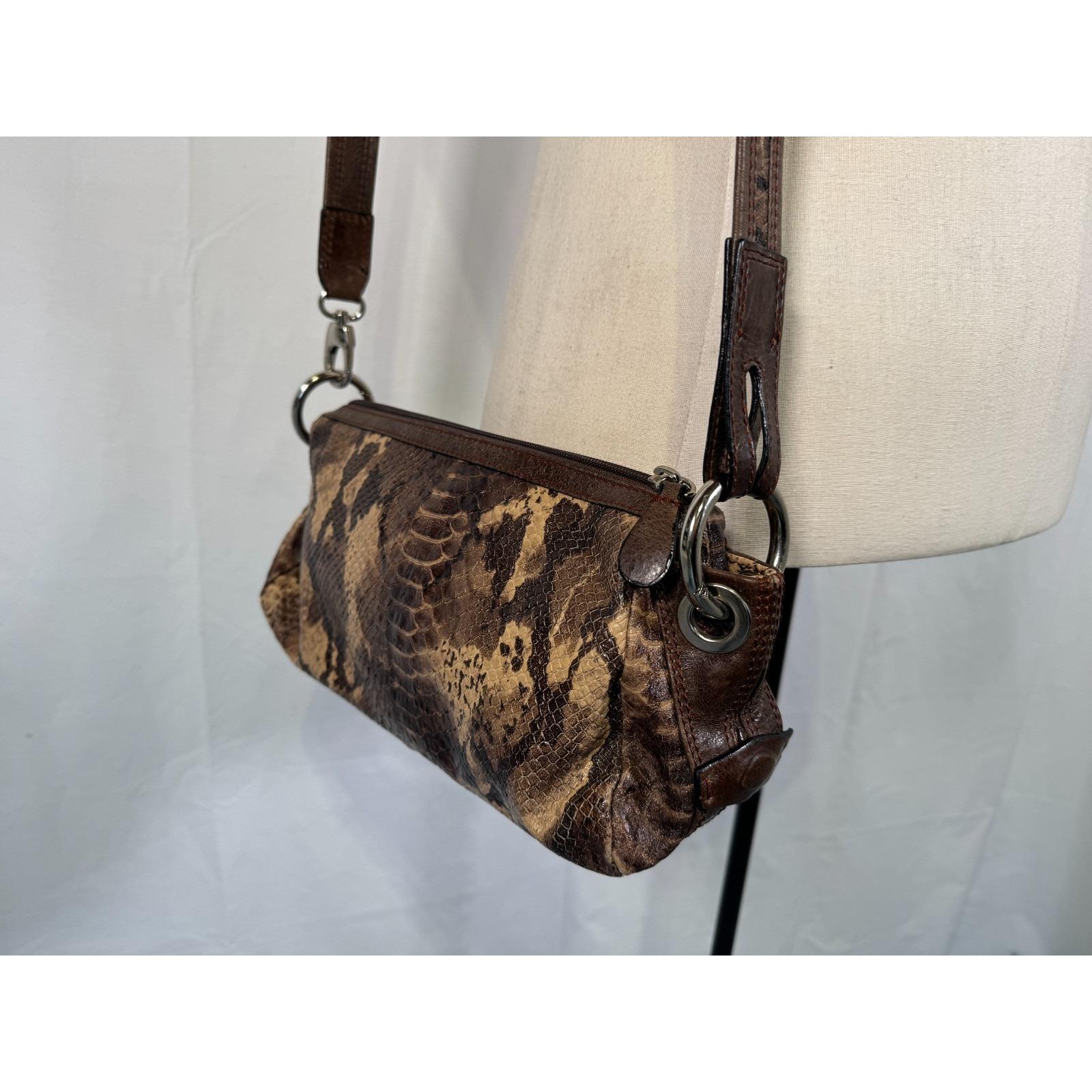 Vintage 90s Y2K Python Snakeskin Embossed Print Leather Shoulder 