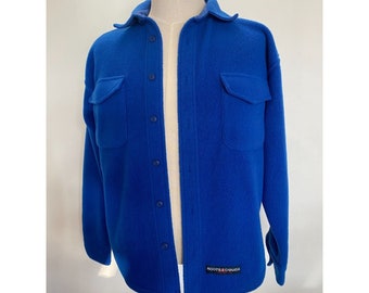 vintage Roots Canada Bleu Sherpa Button Down Jacket Manteau Cardigan Poches Homme Sz S