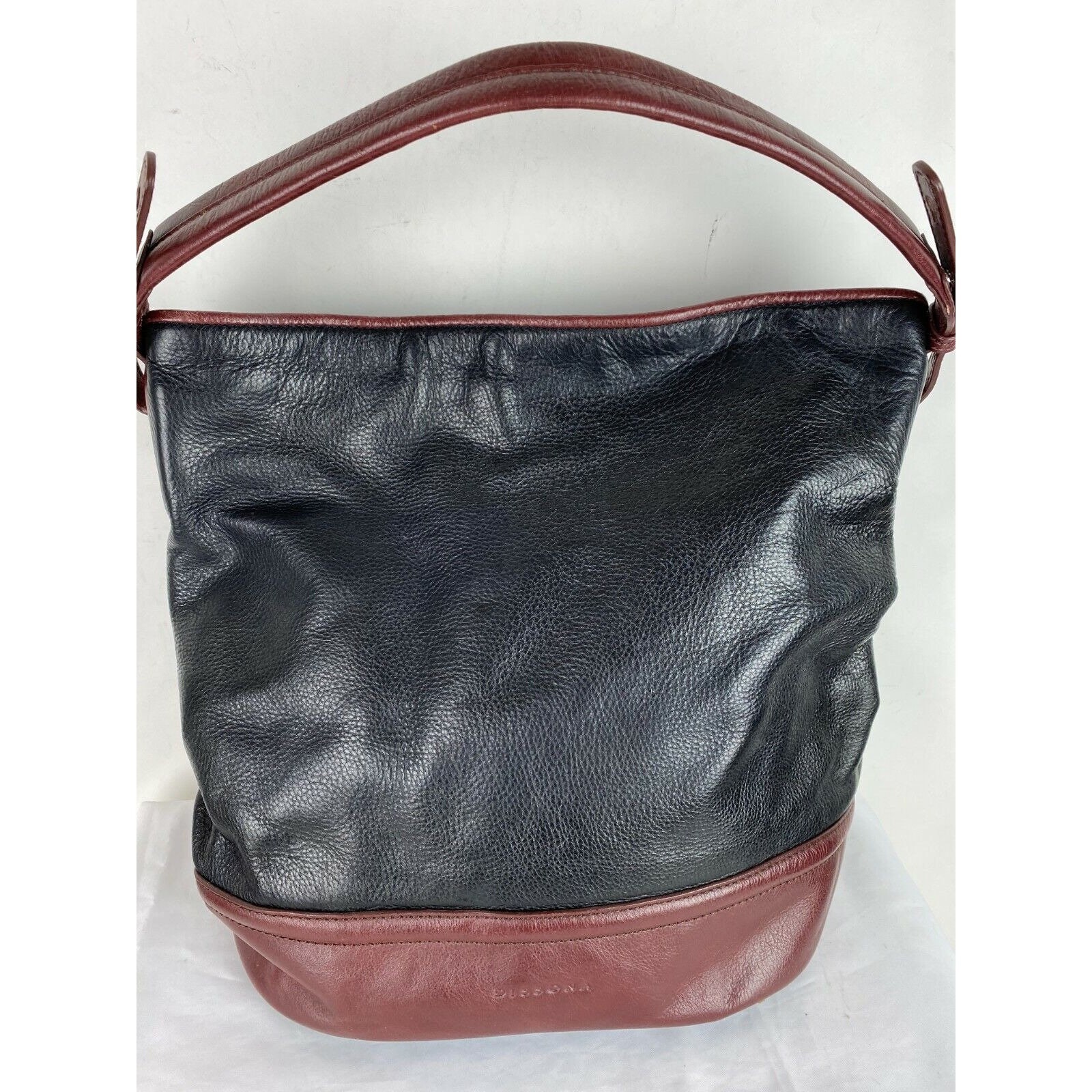 Dissona Italy Large Black Leather Handbag Satchel Boho Zip 