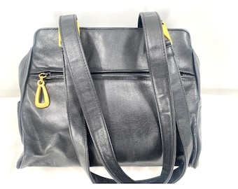 Sac hobo La Strada Butter vintage en cuir italien de luxe noir souple à double poignée