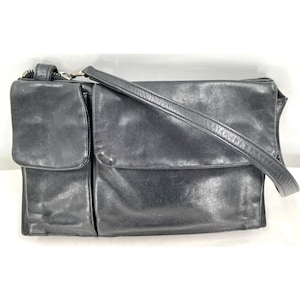 vintage Johnny Farah New York portefeuille en cuir de luxe noir avec bracelet pour hommes