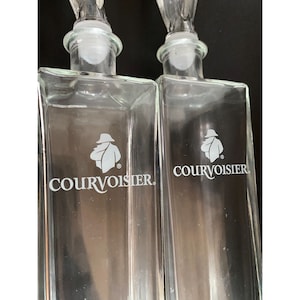 Vintage set of 2 Courvoisier Cognac France Large Crystal Decanter Empty Bottles