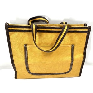 Vintage 1969 Holiday Fair Light Brown Canvas Shopper Tote Handbag Purse