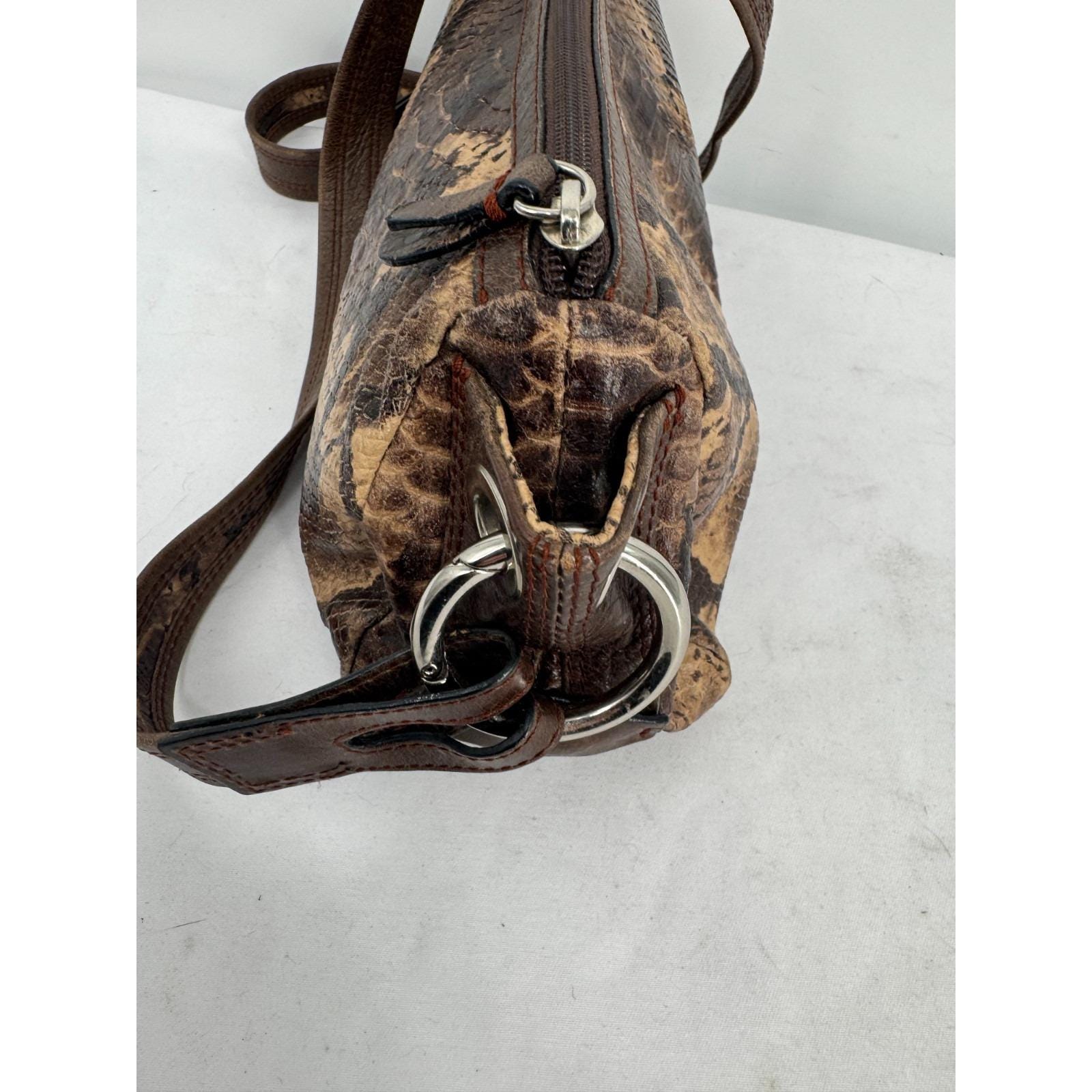 Vintage 90s Y2K Python Snakeskin Embossed Print Leather Shoulder