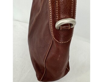 Vintage Louvier Paris Cognac Brown Pebbled Genuine Leather Hobo Bag  Shoulder Handbag Purse