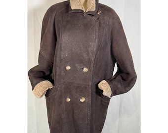 Vintage Canadian Brown Shearling Sheepskin Fur Jacket Coat Women's Sz 10 Sz M/L