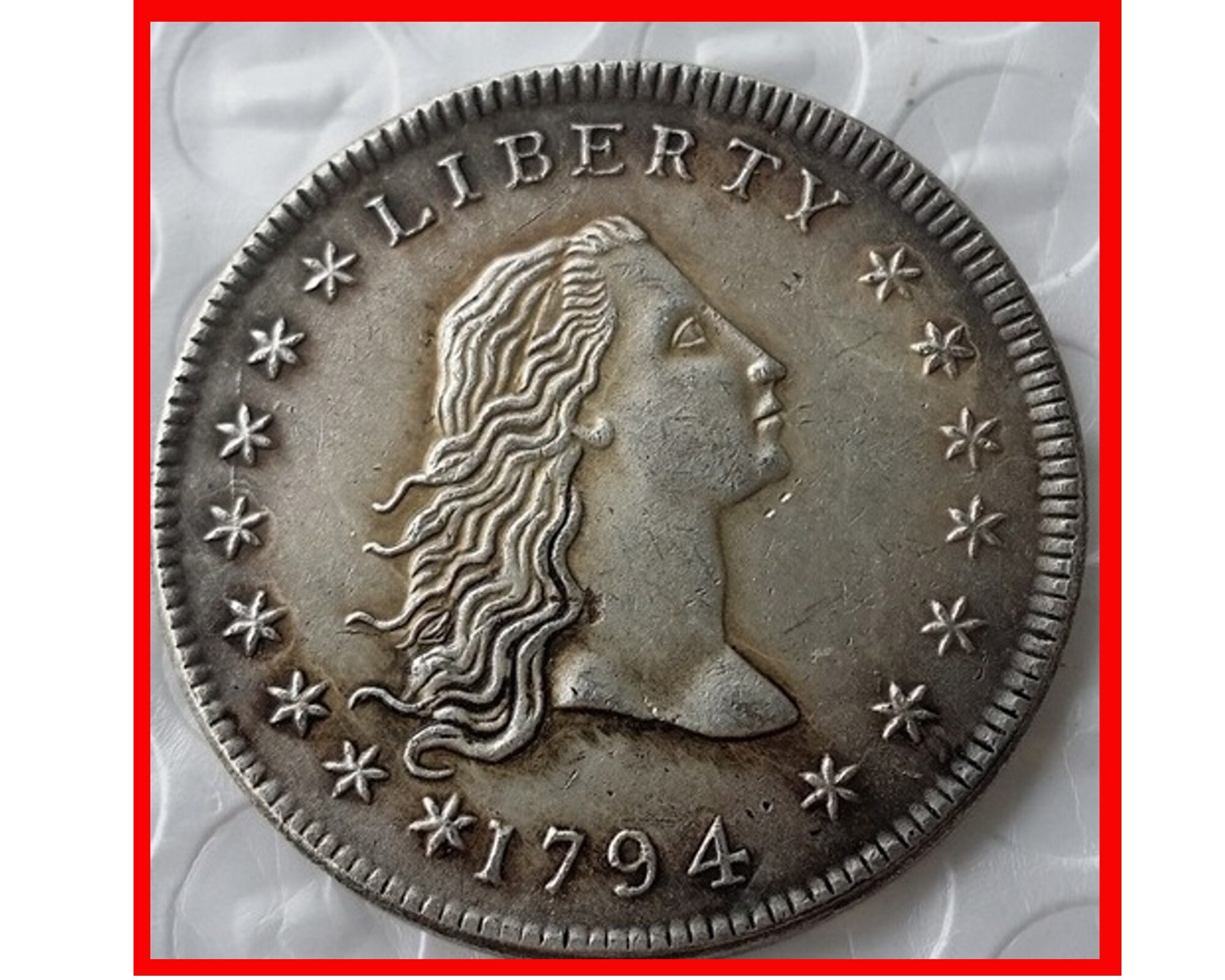 Rare Antique United States 1794 Liberty Silver Color Dollar Coin. Exp…