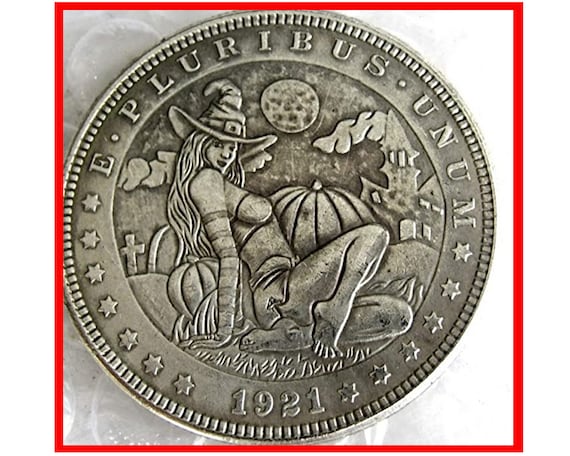 Rare 1921 USA American Morgan Dollar Witch Girl Silver Color