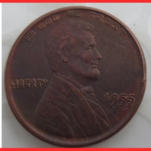Rare One Cent 1955 Double Lincoln USA American Coin. Discover Now!
