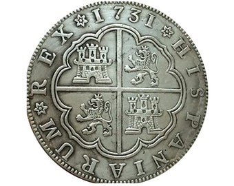 Seltene Spanien 1731 Silber Farbe 8 Reals Spanische Münze. Entdecke!