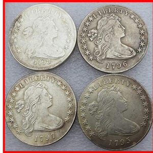 Seltene 1795-1798 USA American Draped Büste Liberty Dollar 4 Stück Silber Farbe Coole Münze. Jetzt entdecken!
