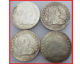 Rare 1795-1798 USA American Draped Bust Liberty Dollar 4 pcs Full Set  Silver Color Cool Coin. Discover now!