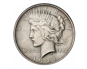 Rare USA United States 1921 Peace Dollar Silver Color Coin. Discover!