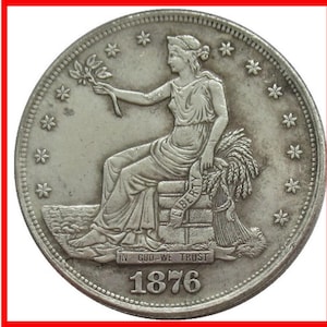 Rare 1876cc Seated Liberty Trade Dollar Silver Color USA United States Cool Coin. Discover now!