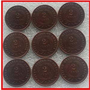 Rare USA United States 1865-1873  9 pcs Full Set  2 Cents Coins. Discover now!