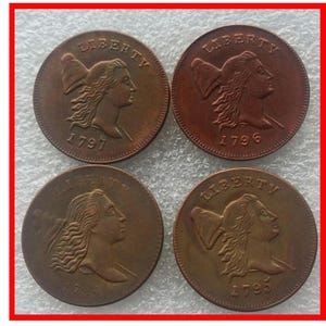 Rzadkie USA Stany Zjednoczone Zestaw (1794 1795 1796 1797) 4 sztuk monet Liberty Cap Half Cents. Odkryj teraz!
