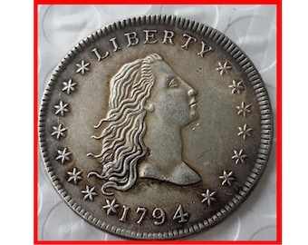 Rare 1794 Liberty Flowing Hair Silver Color USA United States Cool Coin. Discover now!