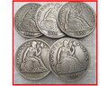 Rare 1846-1860 USA American Seated Liberty Dollar 5 pcs Full Set Silver Color Coins. Discover now! product logo