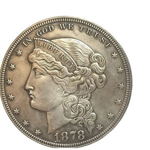 Rare USA United States 1878 Silver Color Liberty Dollar Coin. Discover!