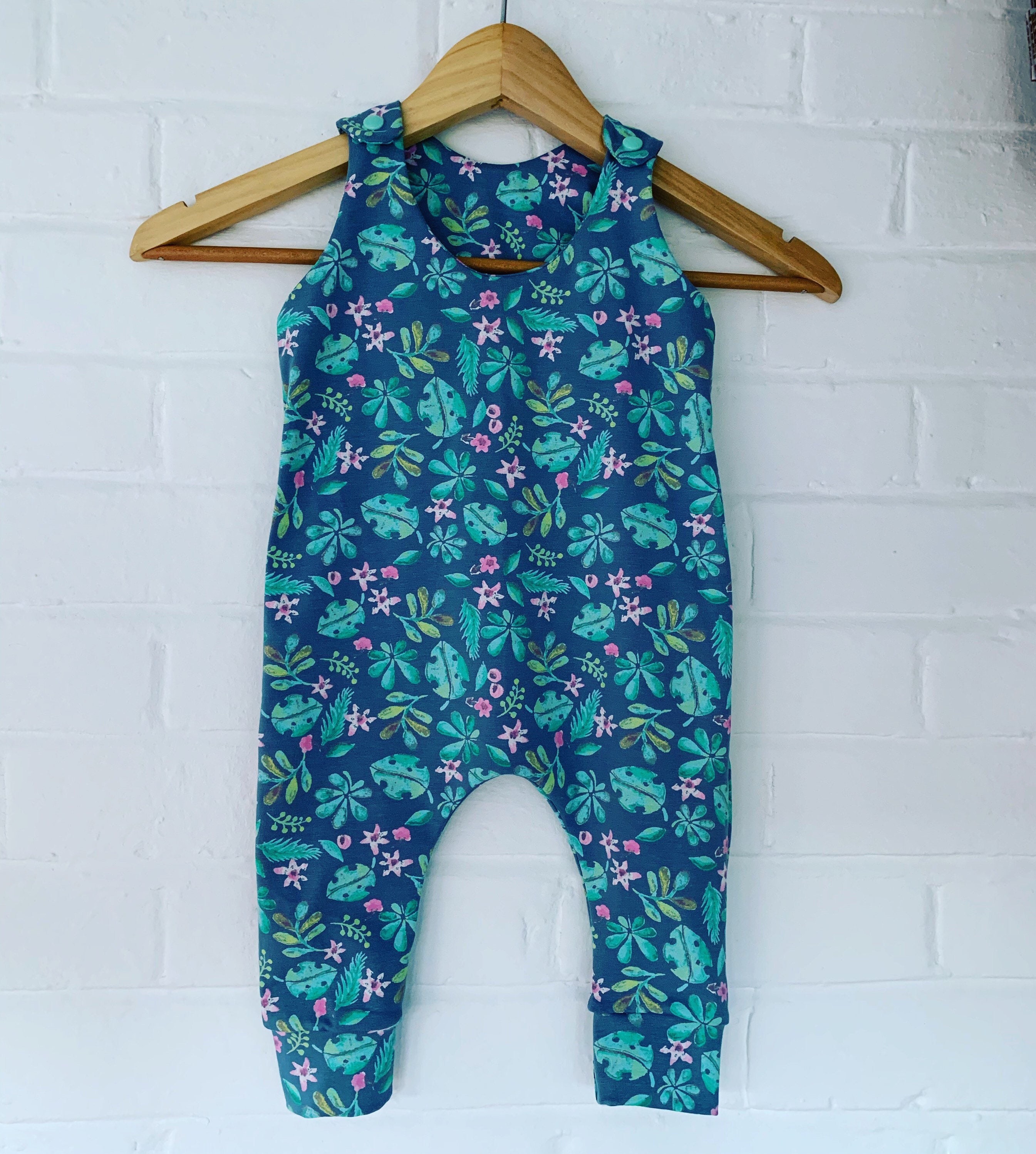Green Floral Handmade Romper Etsy