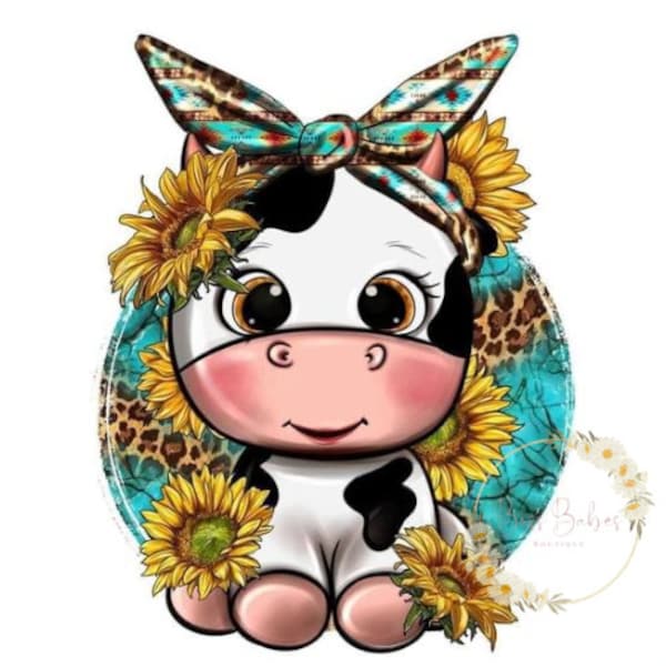 Baby Cow Sunflower PNG