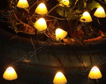 Solar Solar Mushroom Fairy String Lights LED Outdoor Garden Ornament Statues Yard Red 