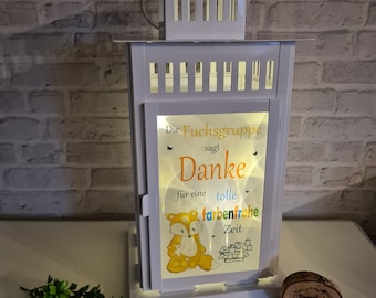 Exemple de lanterne photo cadeau d'adieu pour groupe de renards comme cadeau pour les éducateurs, les enseignants, les assistantes maternelles