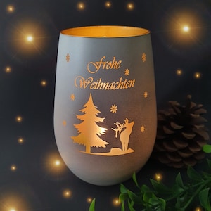 personalized lantern Christmas fir deer hunter engraving vase illuminated glass tealight holder candle holder Stölzle mug engraved