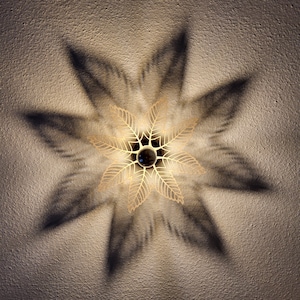 Schattenlampe Blätter LED Wandlampe aus Holz