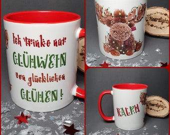 personalisierte Tasse Elch Weihnachtselch Glühweintasse mit Name Wunschspruch Lumumba Kakaotasse Teetasse Teeglas