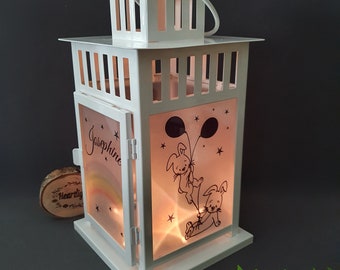 Personalized grave lantern, grave light, photo lantern, stillborn child grave lantern with name/desired text