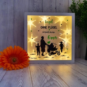 illuminated picture frame, illuminated frame, illuminated wall picture, illuminated picture grandma grandchild with name, saying silhouette desired text personalized