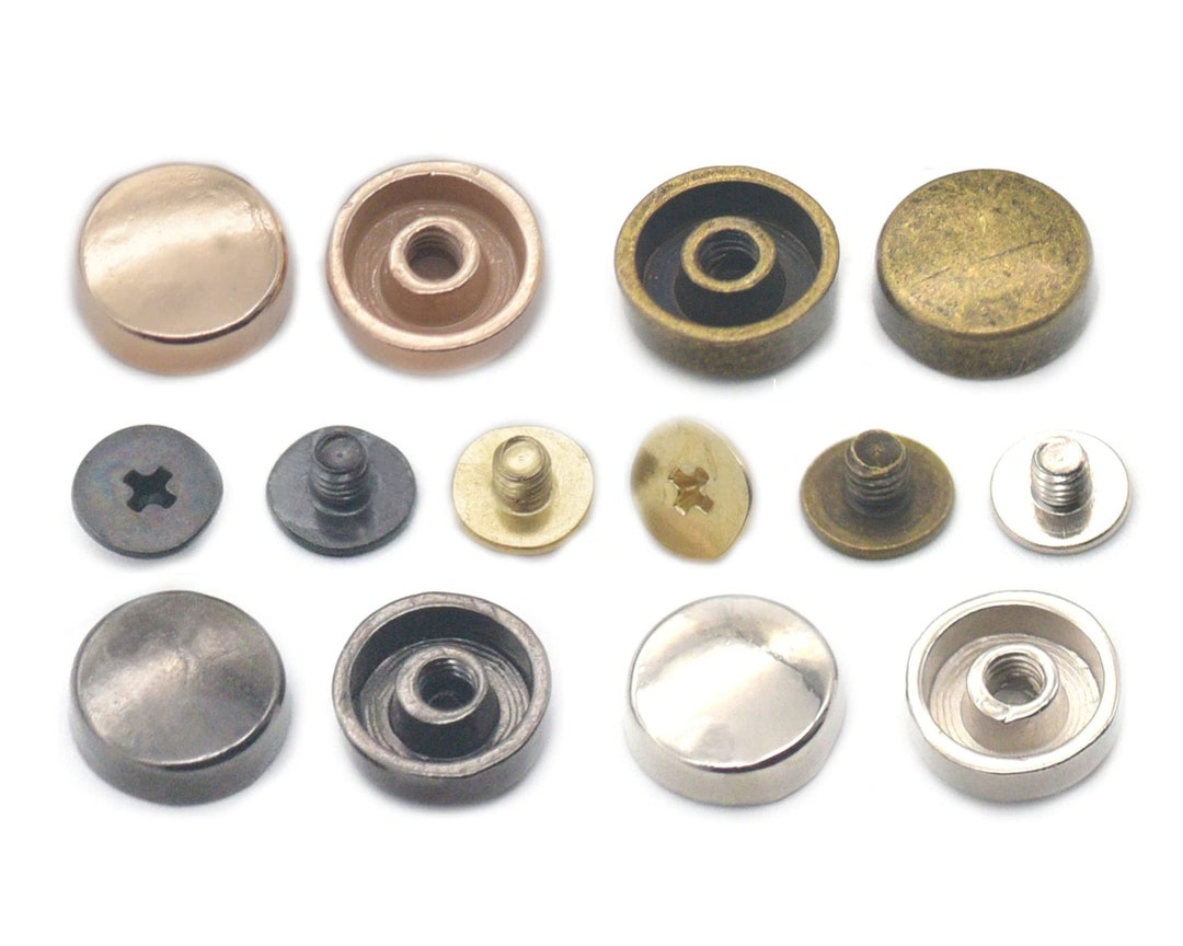 Flat Round Head Rivets Circle Alloy Button Studs Screw Bag Cloth Shoes ...