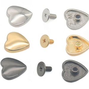 Heart Shape Love Rivets Stud 14x14mm Screwback Screws For Bags Belt Purse Craft Leather DIY
