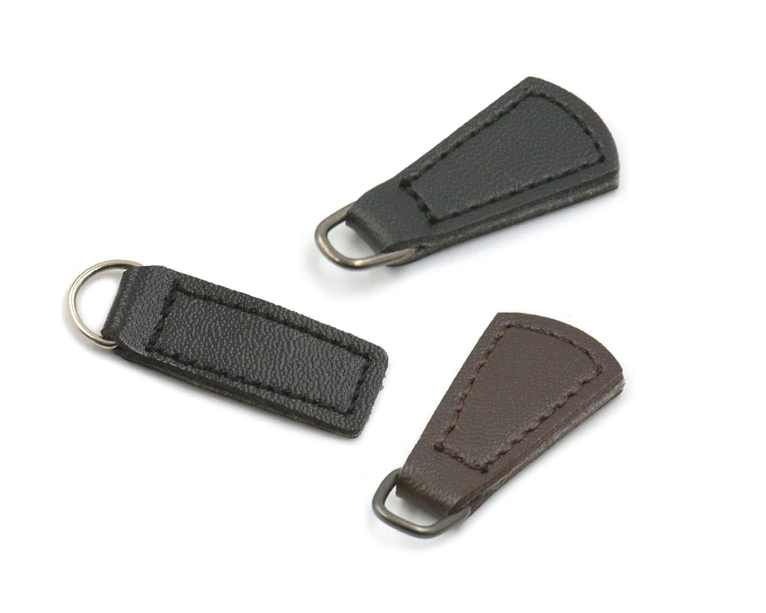 *BLUE LUG* leather zipper pulls (brown)