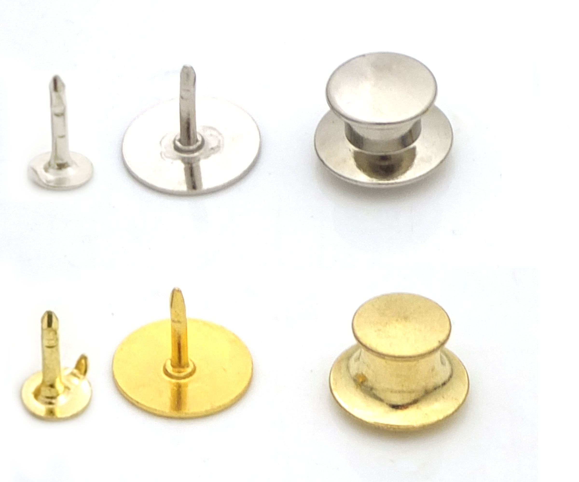 Brass Tie Tacks Blank Pins with Clutch Back Lock Pin Chain Lapel Scatter Pin Flat head
