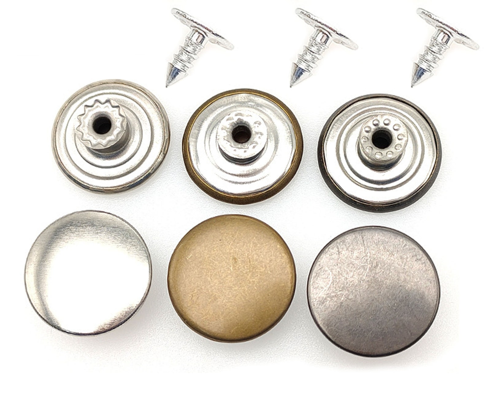 Triangle Jacket Button Jackets Button Jeans Rivet NO-SEW Tack Look Inside Snap Denim Stud 17mm ...