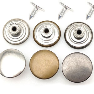 Jassen Button Jeans Rivet NO-SEW Tack Look Inside Snap Denim Stud 17mm