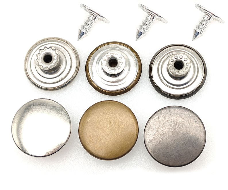 Jackets Button Jeans Rivet NO-SEW Tack Look Inside Snap Denim Stud 17mm ...